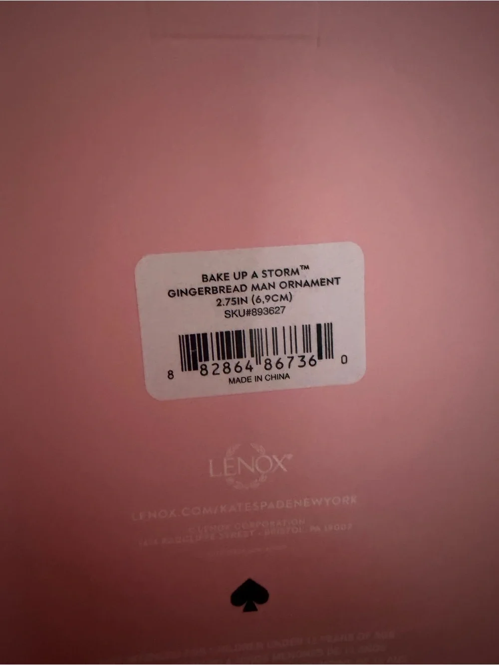 kate spade Red Gingerbread Ornament with Pink Box